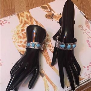 Sterling silver bangles set with stones